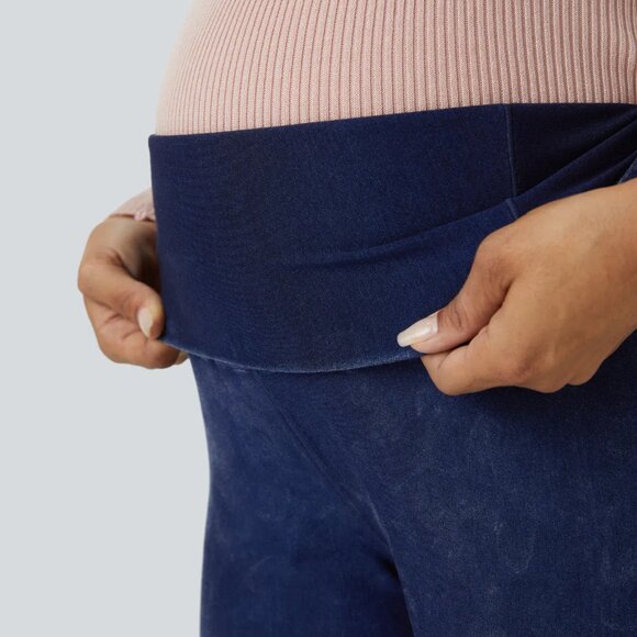 Halara Flex Super High Waist Stretchy Knit Denim Maternity 7/8 Leggings - Picture 4 of 5